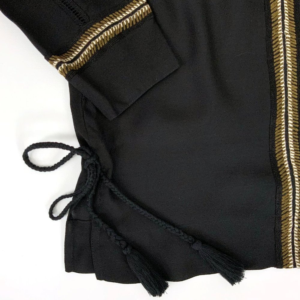 New Gold Hawk BOHO Black Long Sleeve Embroidered Blouse  Sz M - Picture 13 of 16